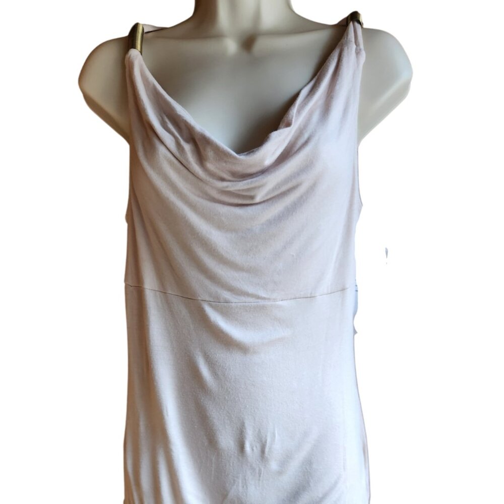 Vintage Tempted Brand Cowl Neck Sleeveless Goddess Blouse with Gold Trim Size S